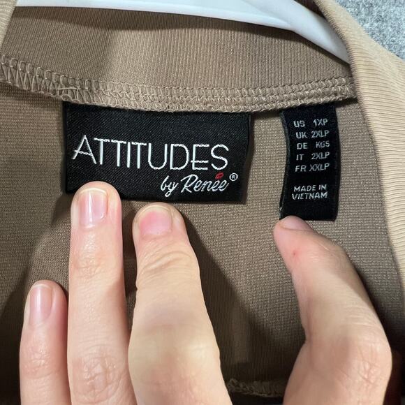 Attitudes by Renee Petite Como Jersey Dippy Cardigan Caribou Size Petite 1X - Picture 3 of 9